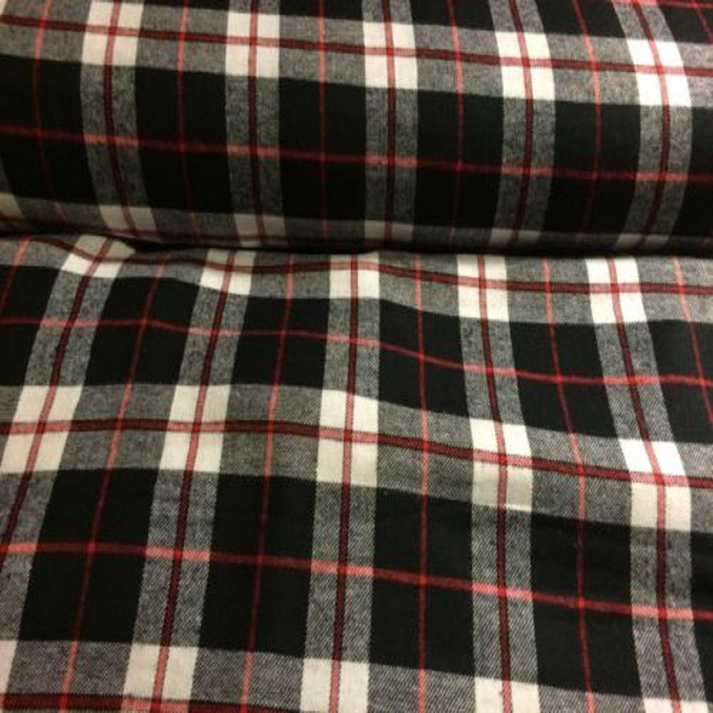 organic cotton flannel yarn dyed one side brushed checked fabric