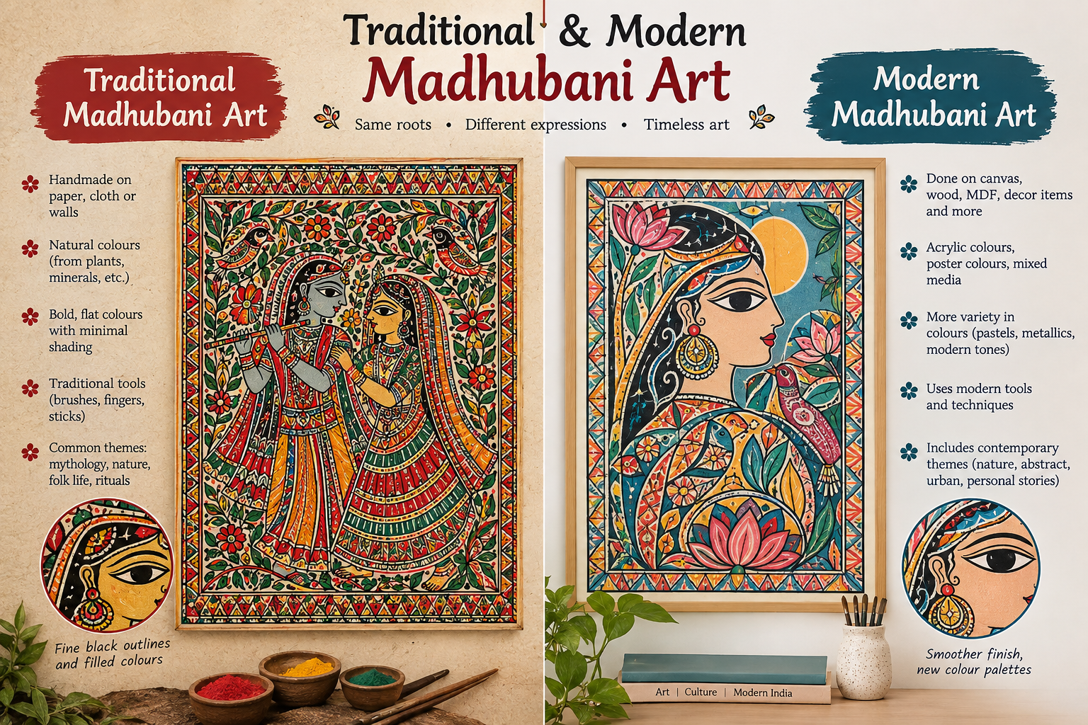 Traditional vs Modern Madhubani Art