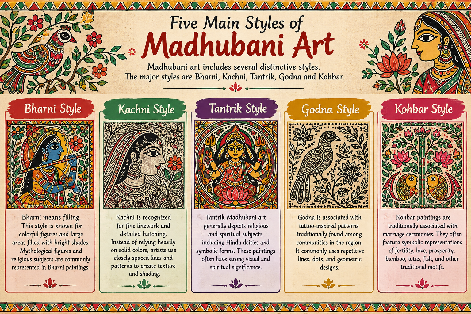 Five Main Styles of Madhubani Art